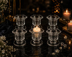 TIVONA ENTERPRISE Crystal Clear Glass Candle Holder Set of 6, Decorative Tealight & Taper Candle Stand, Elegant Candlestick Holders for Wedding, Table,Home Décor, Dining & Party Decoration