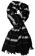 Aimee Men's Striped Rayon, Cotton Scarf (BPCV1_Black)
