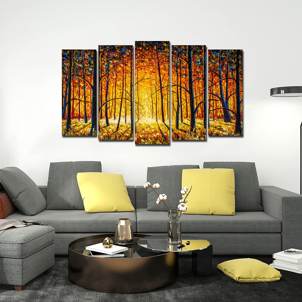 VIBECRAFTS Tree Forest 5 Pieces Premium Wall Painting For Home|Office|Living Room|Gift (PTVC5Pcs2_6502)