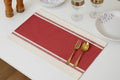 Crazyweaves Dining Table Mat Set of 4 | Fine Ribbed Cotton Placemat | Size 48x33 cm | Machine Washable (Red Mat -4) Kafalo