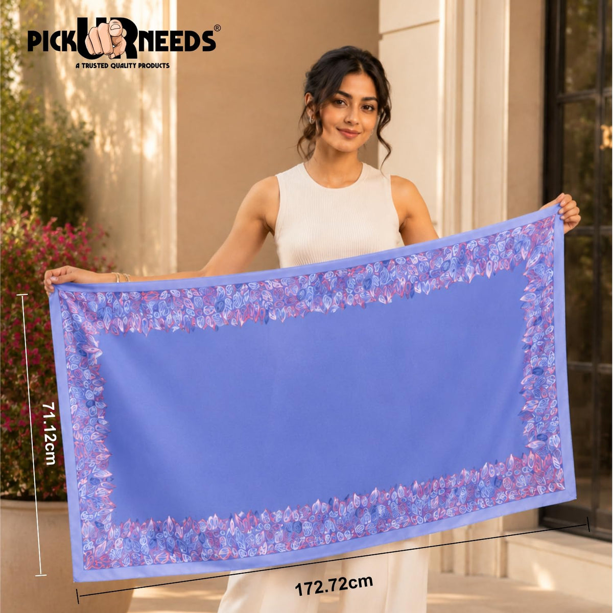 Pick Ur Needs Premium Satin Silk Feel Rectangle Scarf for Womens & Girls Floral Printed Long Fashion Stall Soft Lightweight Neck, Head & Shoulder Wrap