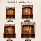 Shubharambh Wooden Temple for Home Pooja | Premium Engineered Wood Mandir with Om Laser Cut Design | Wall Mounted & Tabletop Puja Mandir | Decorative Wooden Temple for Home, Office (12 Inch)