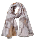 Fabtone Women’s Chiffon Scarf/Stole - Beige Grey Big Butterfly Print, 100 x 180 cm, Soft Fabric, Easy Care, Summer Neck Cover, Sunlight & Dust Protection, Absorbs Sweat