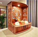 AKSHI Puja Mandap for Home, Office Mandir Wooden, Spiritual Home Decor, Mandir for Living Room (Brown A3)