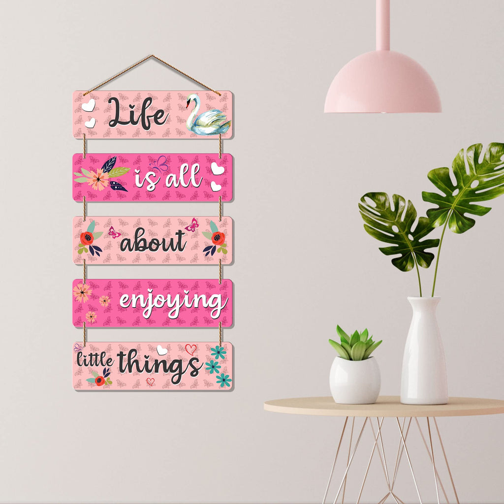 Artvibes Life Is All About Enjoying Things Printed Wooden Wall Hanging | Quotes Decor Item | Wall Poster | Office Decor | Wall Art Print | Inspirational Quotes | Unique Gift Items (WH_6210N)