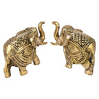 ARTVARKO Brass Idol Murti Elephant Set of 2 for Hall Restaurant Galleria Living Room Office Indoor Outdoor Feng Unique Gift Item Shui Vastu Corner