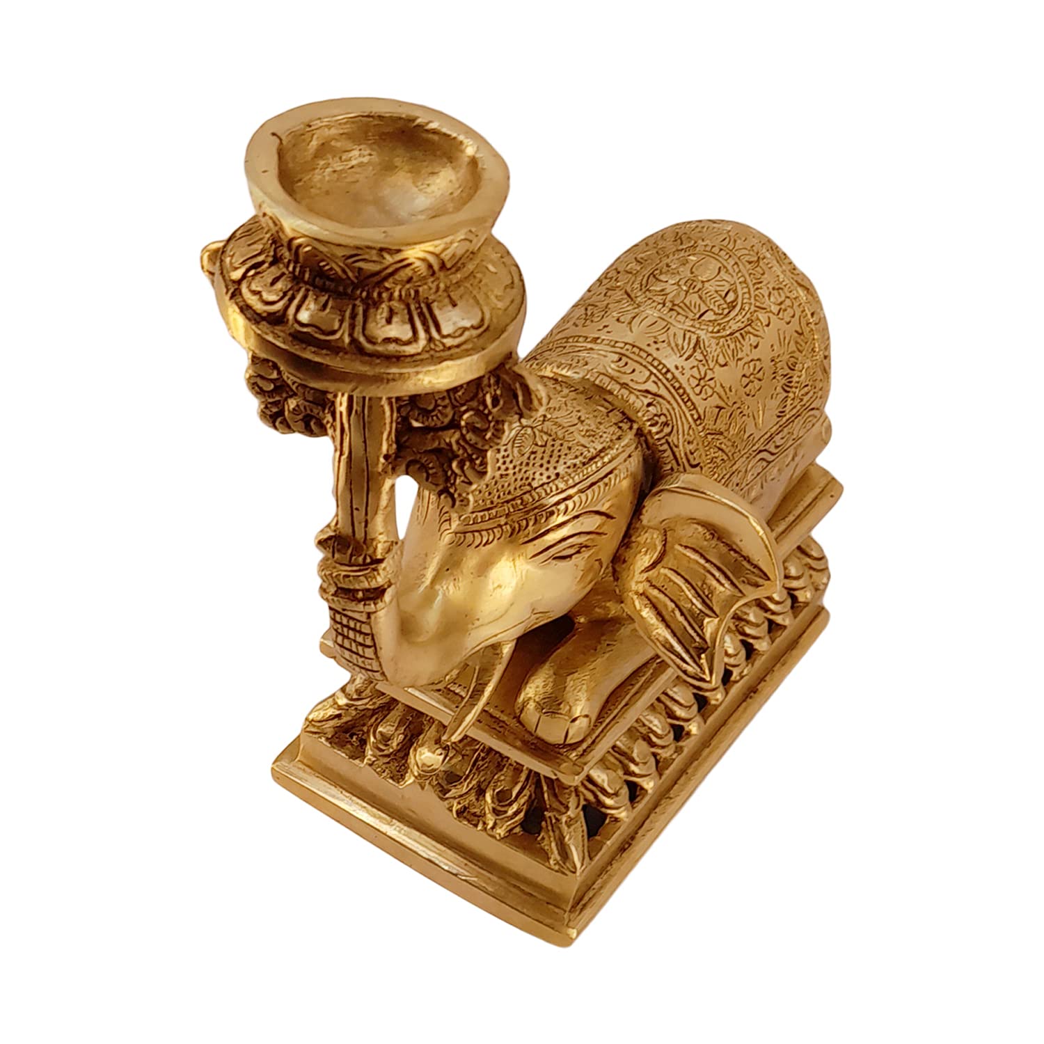 Artvarko Brass Elephant Tealight Candle Holder Fengsui Vastu for Good Luck Success Prosperity Home Decor Marriage House Warming Gift Height 8 Inches