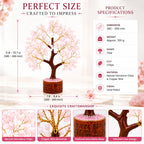 LXOMES Rose Quartz Crystal Tree, with Natural Gemstone and Golden Wire, 10