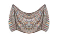 Kabello Jacquard Fabrics Winter Use Woolen Woven Soft Stole For Women Cream