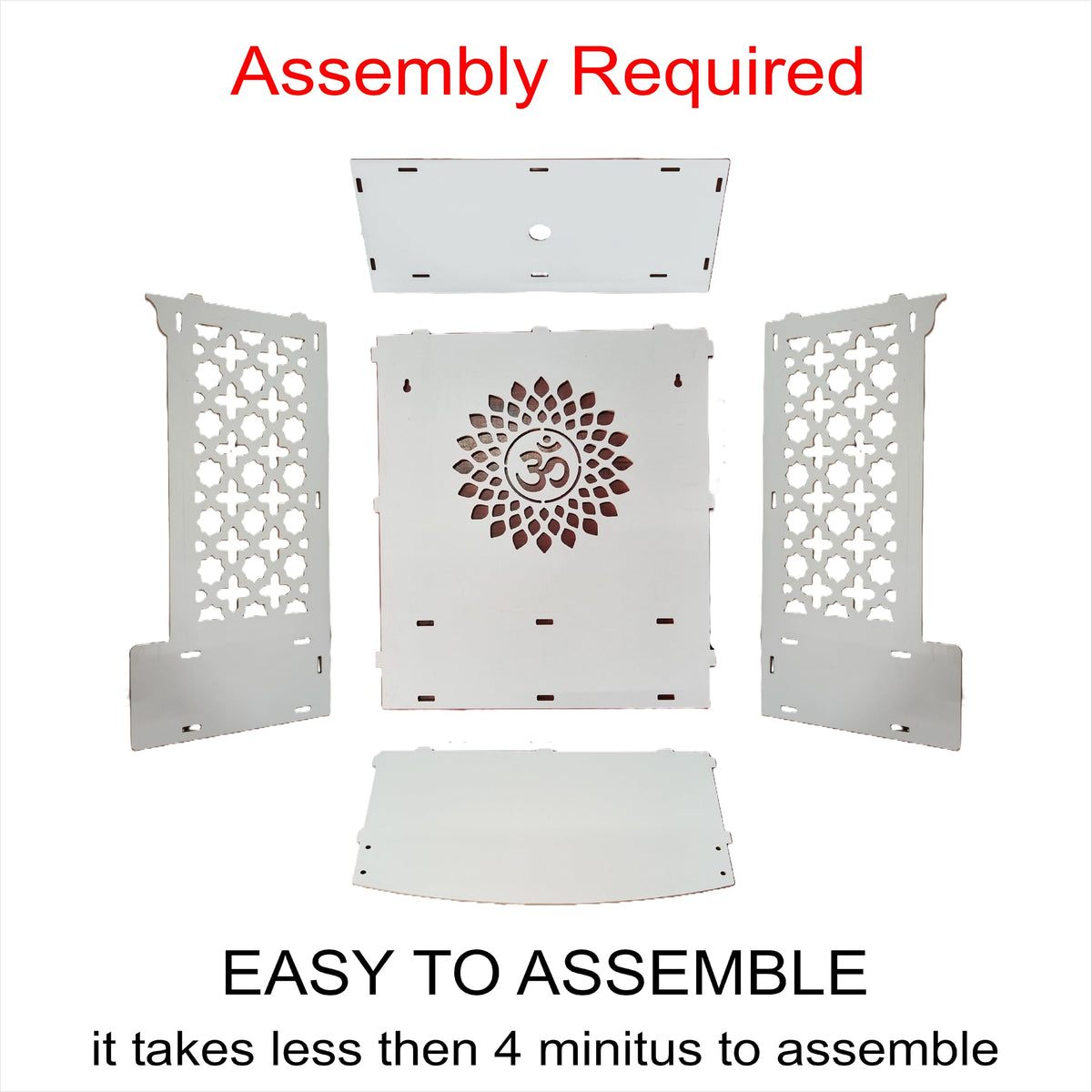 Devson Beautiful Wooden Temple | White MDF Pooja MANDIR for Home and Office use with LED SPOT Light | Engineered Wood Pooja Stand with Storage Shelves | Size - H 21 x L 16 x W 9 inch | S15DRWRW
