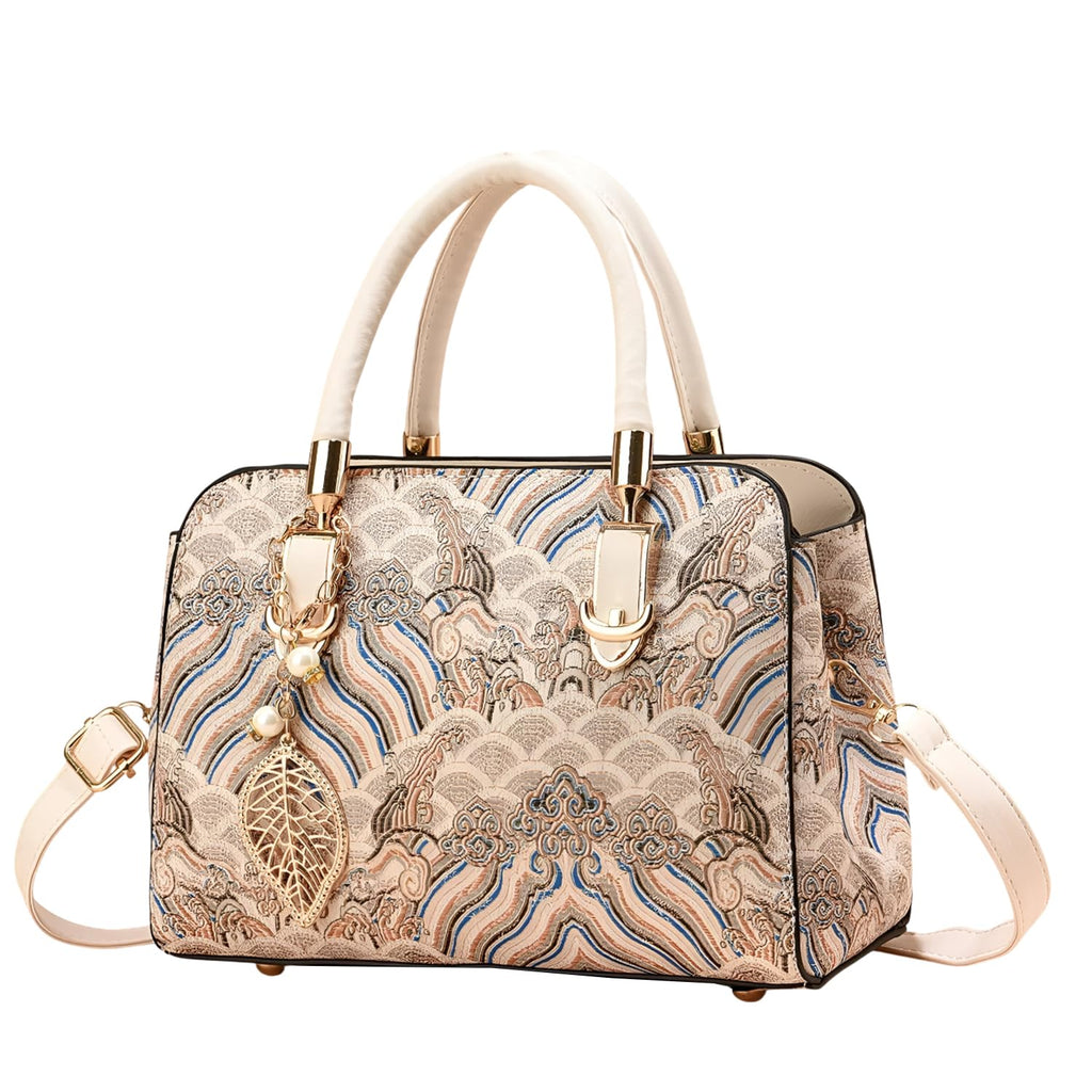 SYGA Women Stylish Tote Bag with Contrasting Colors – Medium Capacity Daily Shoulder Handbag(White)