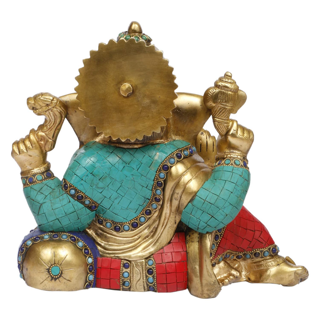 ARTVARKO™ Brass Ganesha Ganesh Big Statue for Home Entrance Decor Ganpati Idol Murti Marriage Gift Good Luck Success Diwali Puja (11x6x9.5 Inch)