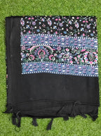 JAHAN TEXTILE black Floral Printed for Women | Soft Lightweight Dupatta/Stole with Tassels | Elegant Ethnic & Casual Wear Wrap | Stylish Designer Shawl for All Seasons (Black)