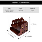 The Divine Tales Shubh Om Wooden Pooja Mandir Wall Mounted Home Temple with Jharokha Design Om Swastika Engraving Prayer Shelf for Idols Diyas Incense Pooja Essentials Wooden Mandir for Home 15 Inch
