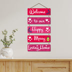 Artvibes Welcome To Our Happy Messy Loving Home Wooden Wall Hanger for Gateway | Quotes Decor Item | Door Quotes Hanging | Wall Poster | Wall Art Print | Gift Items for Home Decor (WH_6201N)