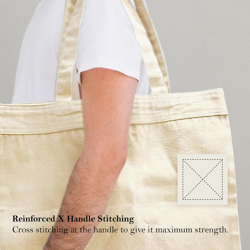 PRINT GALLI 100% Organic Cotton Canvas Tote Bag | Reusable & Durable | Eco-Friendly, Off-White & Spacious Design | Perfect for Shopping, Travel, and Daily Use | Holds Up to 15 Kg