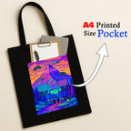 Kirmada Black Cotton Tote Bag | Pixel Respawn Mode Design | Trendy Gamer Tote for Women & Girls | Stylish College & Shopping Bag with Zipper | Reusable Eco Friendly Cotton Tote | Gift for Gamers