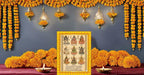 British Terminal Traditional Temple Design Photo Frame with Hanging Bells, Wall Art for Living Room (24x36 inch)
