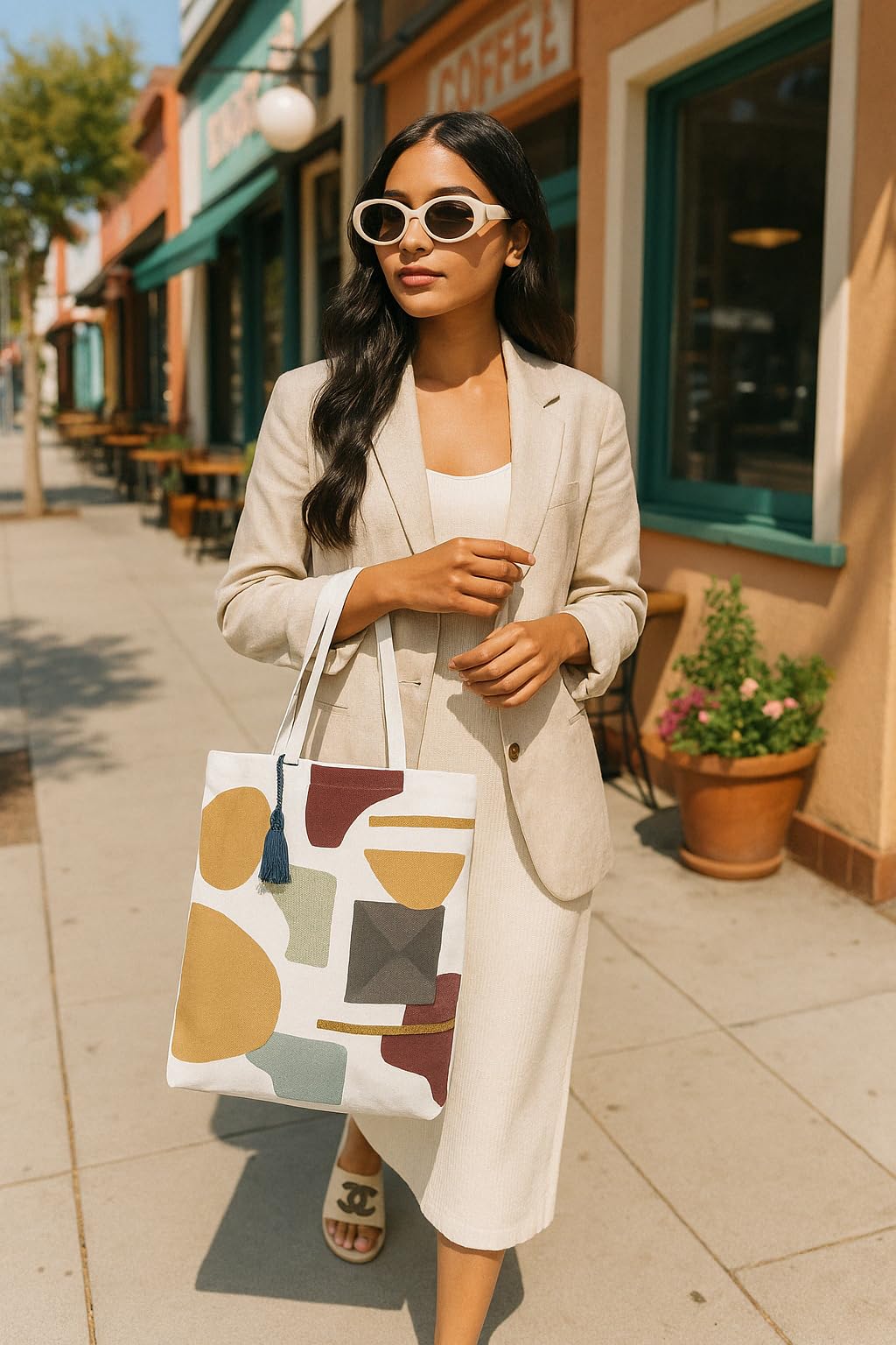 MASQ By Q-One Multipurpose TOTE BAG for Girls and Women, Sturdy, Abstract Embroidered, Durable, Designed for Being Functional and Trendy with Ample Storage