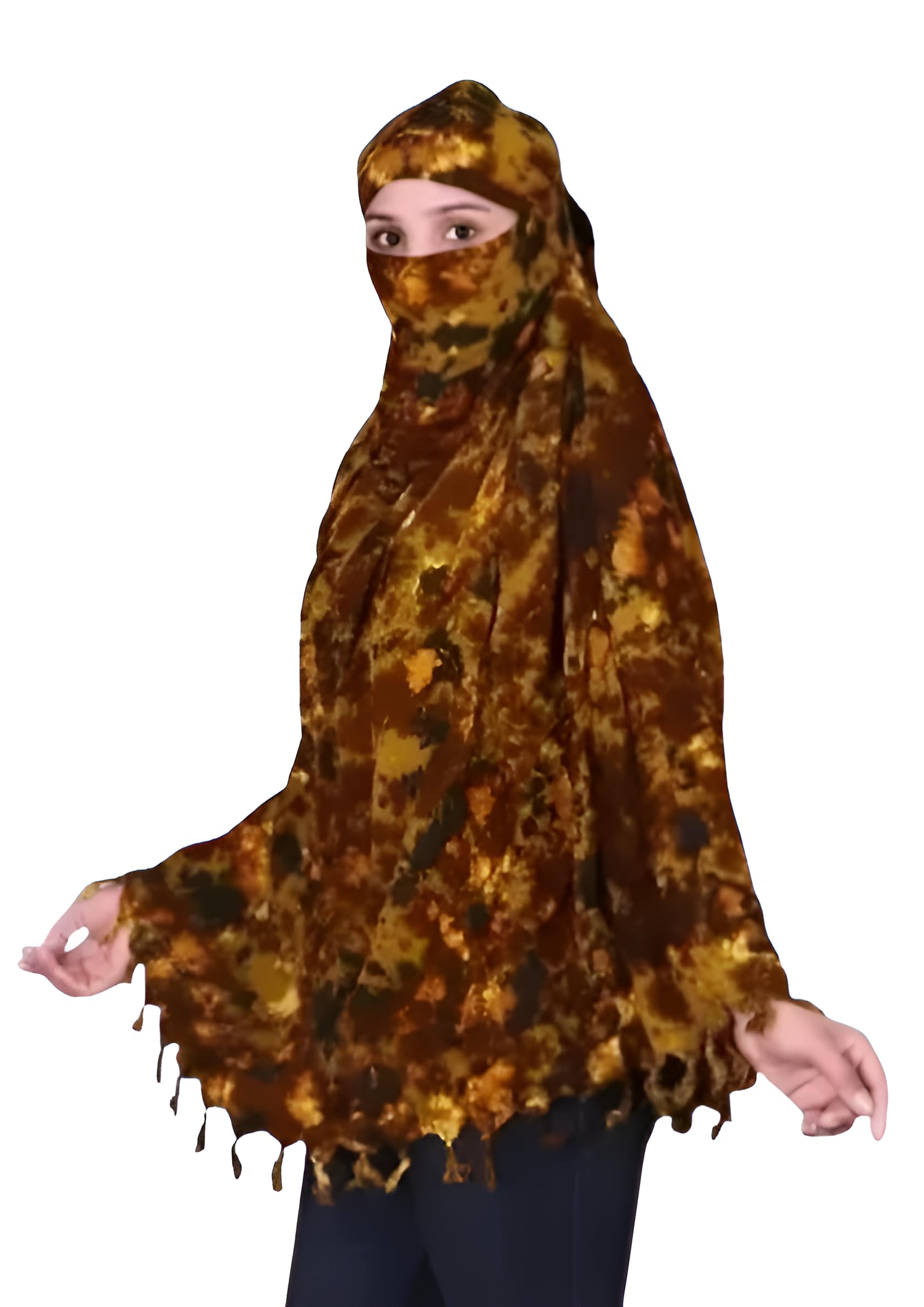 Vinsh Enterprise Cotton Long Scarf Cum Mask Scarves Usable for Vehicle Driver | White Printed Design | Universal Size | For Girl & Women | Soft & Breathable Sun Protection (Fouji - Burnt Orange)