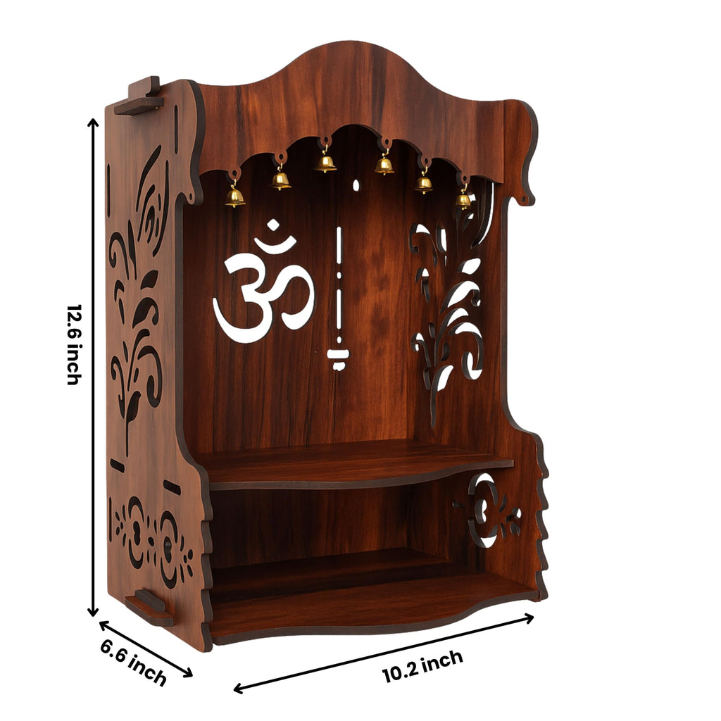 HOMEWEY DECOR Wooden Home Temple Handcrafted Support Heavy Idols Luxurious Finish Pooja Mandir for Home and Office Wall Mount for Room (Design6)