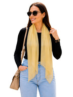Ravaiyaa Women Solid Chiffon Scarves With Lace Border | Women Lightweight Breathable Solid Color Soft Chiffon Long Fashion Scarves Sun-proof Shawls Wrap (Beige)