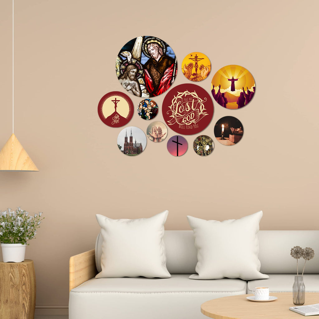 Artvibes Designer MDF Wooden Wall Hanging Decoration Item for Home | Office | Gift | Wall Decor Hanging Items | Wall Art | Living Room | Bedroom (WPS_108N), Pack of 11 Pieces