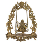 ARTVARKO Brass Lord Ganesha Bhagwan Swing Ganesh Ganpati on Jhoola Jhula with Kirtimukha at Top for Home Décor Office Gift Height 18 Inch