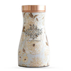 INDIAN ART VILLA Gold Flower Print Copper Water Bedroom Bottle, Designer Copper Drinkware, Volume- 950 ML