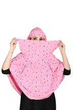 7 season's Women's Cotton Long Scarf Cum Mask for Female Universal Size Usable For Vehicle Driver For Sunlight Uv Protection White Printed Design (Pink-L)