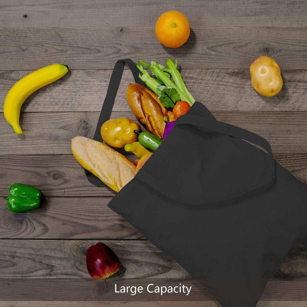 BLACKBOXES Unisex 16X14 Black Cotton Tote Bag, Lightweight Medium Reusable Grocery Shopping Cloth Bags, Suitable For DIY, Advertising, Promotion, Gift, Activity (Pack Of 1)
