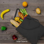 BLACKBOXES Unisex 16X14 Black Cotton Tote Bag, Lightweight Medium Reusable Grocery Shopping Cloth Bags, Suitable For DIY, Advertising, Promotion, Gift, Activity (Pack Of 1)
