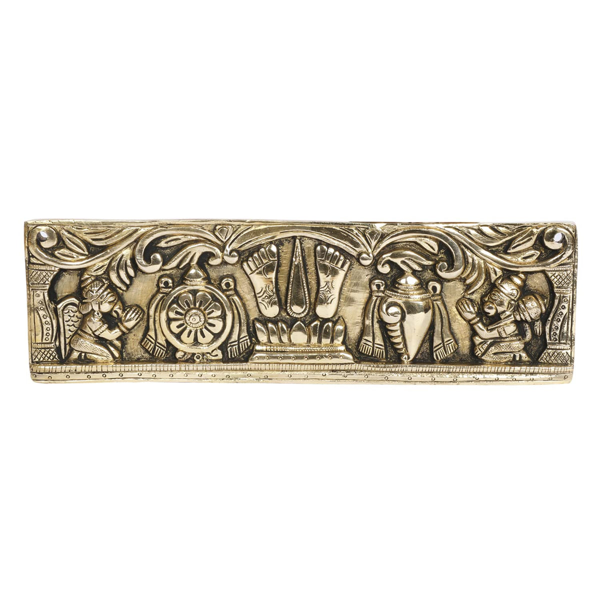 ARTVARKO Pure Brass Tirupati Balaji Shankh Chakra Namah Garuda and Hanuman Door/Wall Hanging for Home,Office,Temple, Room Entrance 9.5 Inch.