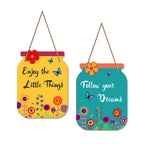 Artvibes Follow Your Dreams Wooden Wall Hanger | Quotes Decor Item | Motivational Wall Decor | Wall Poster | Graphic Art | Gift Items | Office Wall Decoration Items (WH_6801N), Set of 2