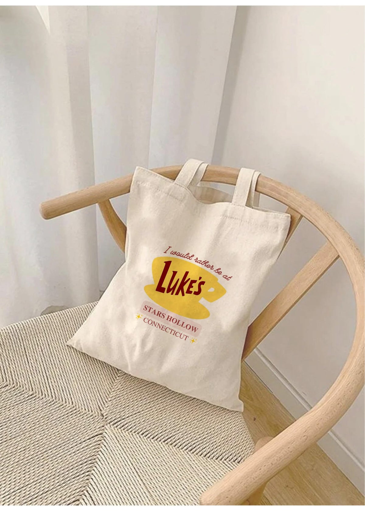 THE UMBRELLA STORE Luke's Tote Bag Gilmore Girls Merch Cotton Hand bag with Zipper for Shopping, Office & Daily Use Spacious & Eco-Friendly