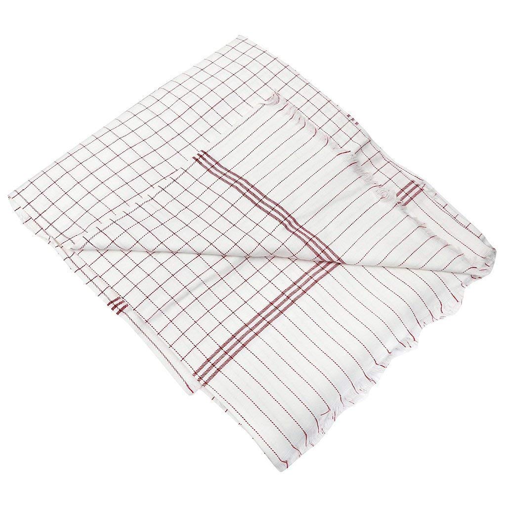 Handicraftworld 100% Cotton Soft Beautiful Blue Check Single Bed Size Skin Friendly Summer Blanket/Khes/Dohar/Top Sheet Set/Chadar (Maroon)-300 TC Kafalo