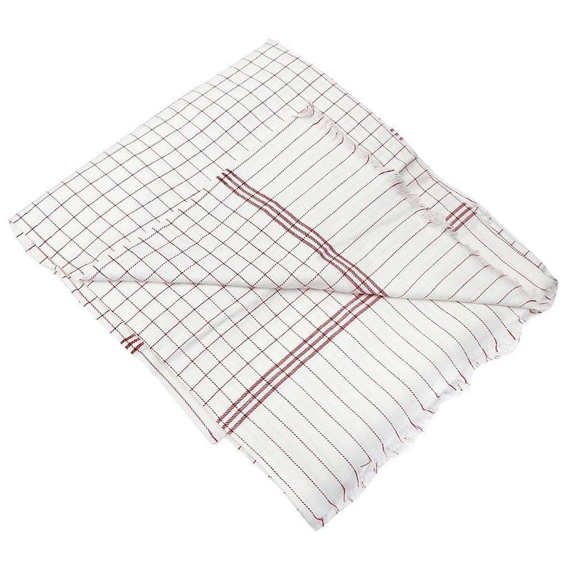 Handicraftworld 100% Cotton Soft Beautiful Blue Check Single Bed Size Skin Friendly Summer Blanket/Khes/Dohar/Top Sheet Set/Chadar (Maroon)-300 TC Kafalo