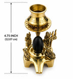 Brass Divine Shivling Temple Set with Narmadeshwar Shiv Parivar, Gold, 12.07 cm, Ideal for Pooja