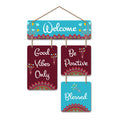 Artvibes Be Positive Blessed Welcome Wooden Wall Hanger for Gateway | Quotes Decor Item | Door Quotes Hanging | Wall Poster | Modern Decor Items | Gift Items for Home Decor | Wall Accent (WH_6509N)