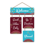 Artvibes Be Positive Blessed Welcome Wooden Wall Hanger for Gateway | Quotes Decor Item | Door Quotes Hanging | Wall Poster | Modern Decor Items | Gift Items for Home Decor | Wall Accent (WH_6509N)