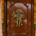 ARTVARKO Brass Panchmukhi Hanuman | Wall/Door Hanging Home Entrance Idol God | (Five Faced) Bajrangbali Sankat Mochan.4 Inch