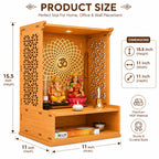 Fliptic Wooden Temple for Home with LED Spotlight | Advance Laminate MDF in Bavarian Beach Finish | Decorative Home Temple for Living Room, Prayer Room, Office & Home Décor | DIY Mandir