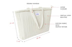 HOUSE OF ORLO Quilted 100% Cotton Waffle Weave Handmade Tote Bags with Zipper and Double Handles for Women Ideal for College, Travel, Work and Daily Use (Off White)