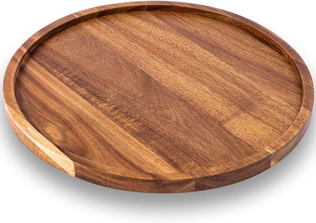 Wood Art Store Tray Home Decor, Round Wood Tray for Coffee Table, Wooden Serving Tray, Decorative Trays for Home Decor