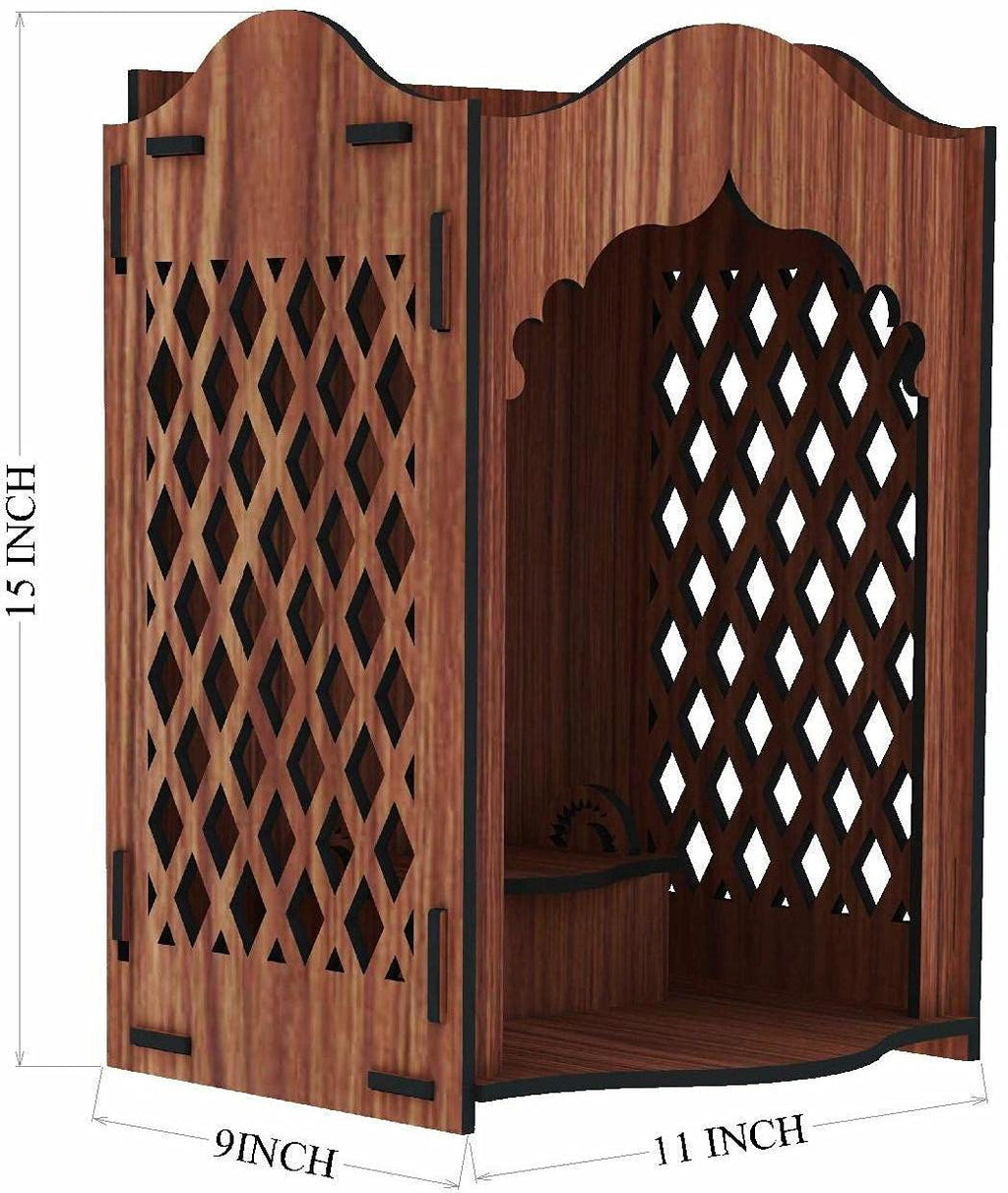 SSI Fully Handmade Beautiful Wooden Home and Office Temple/Pooja Mandir (15 X 11 X9 INCH)