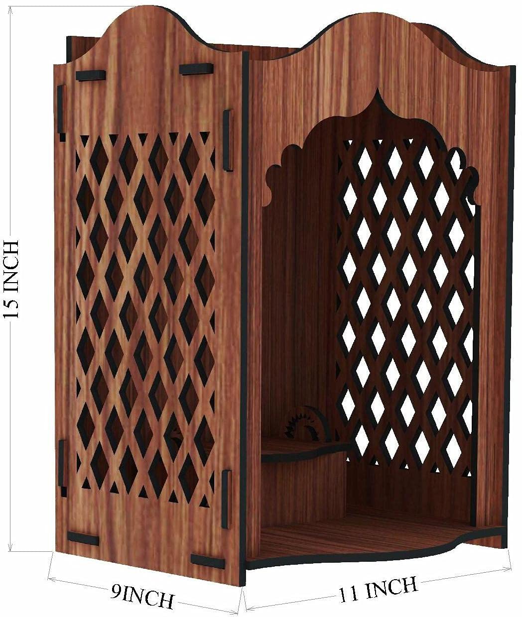 SSI Fully Handmade Beautiful Wooden Home and Office Temple/Pooja Mandir (15 X 11 X9 INCH)