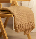 KNIT VIBES 100% Cotton Waffle Weave Sofa Throw Blanket 50x60 Inches or 125x150 cms Lightweight, Soft & Breathable Couch, Bed or Chair Throw Blanket for Living or Bedroom, Dark Beige Kafalo