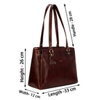 Richsign Leather Accessories Full-Grain Natural Leather Top-Handle Satchel Handbags & Shoulder Tote Bags For Women (Dimension- L-13 X H-10 X W- 5 Inch, Weight, 0.8kg / 800g (Coffee)