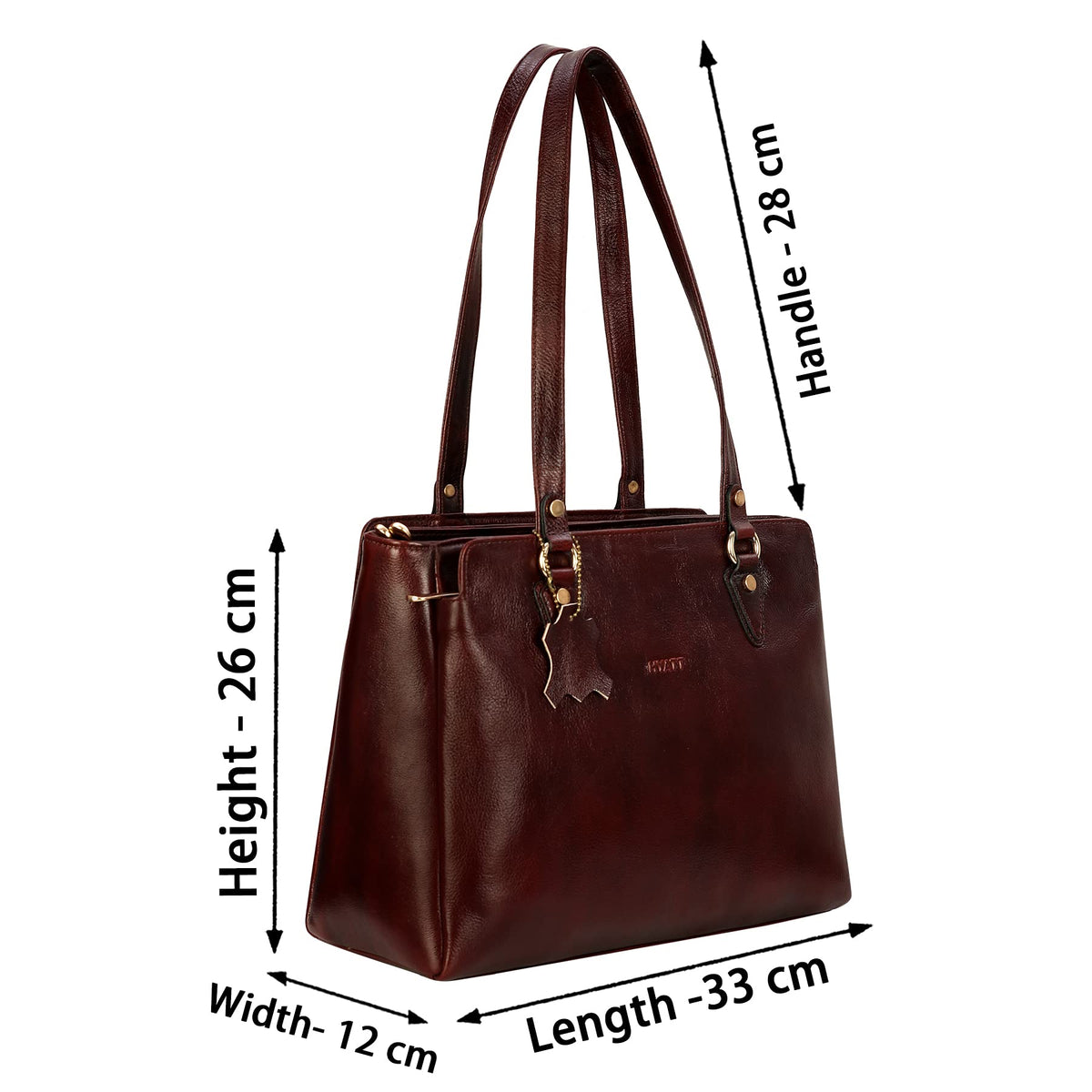 Richsign Leather Accessories Full-Grain Natural Leather Top-Handle Satchel Handbags & Shoulder Tote Bags For Women (Dimension- L-13 X H-10 X W- 5 Inch, Weight, 0.8kg / 800g (Coffee)