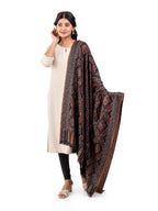 Naureen Women Faux Pashmina Kani Shawl with Paisley Artwork, Warm and Soft, 40x80 inch